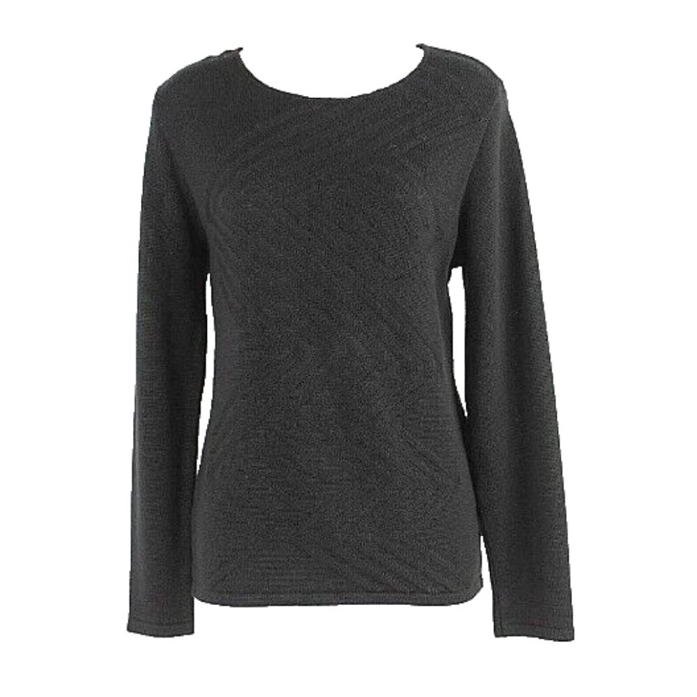 SaPi Maglierie Sz L Black LS Textured Wool Knit Acrylic Sweater